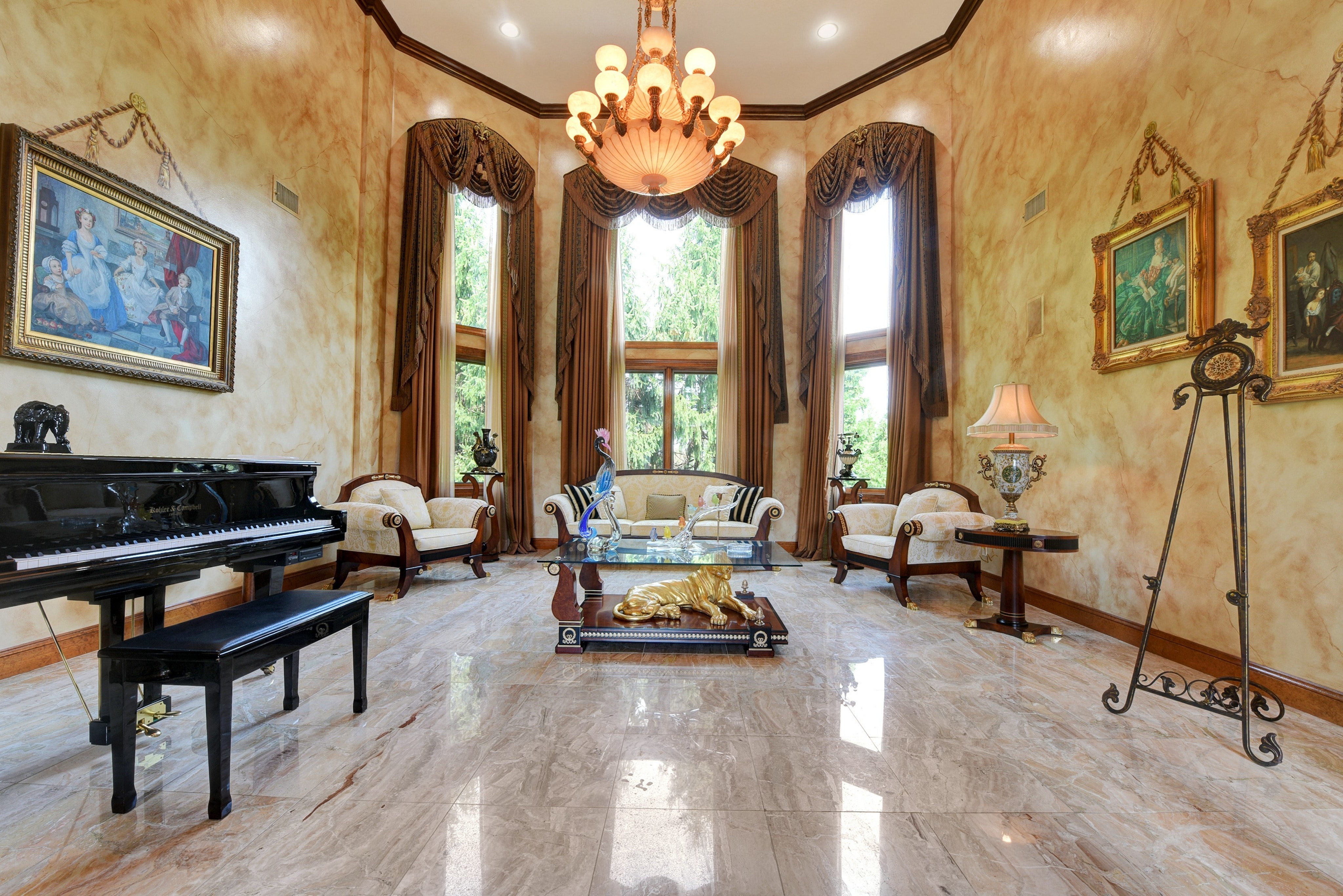 1 wimbledon ct cedar grove nj 07009 Living room with 3 big bay windows and piano